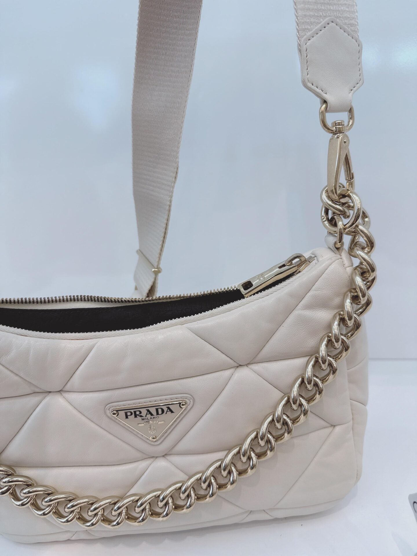 WHITE PATCHWORK LEATHER SYSTEM CROSSBODY BAG