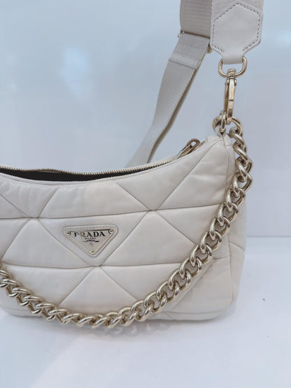 WHITE PATCHWORK LEATHER SYSTEM CROSSBODY BAG