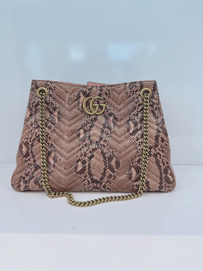 PINK BEIGE PYTHON MEDIUM MARMONT MATELASSE TOTE BAG