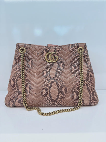 PINK BEIGE PYTHON MEDIUM MARMONT MATELASSE TOTE BAG