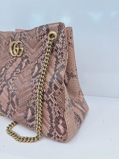 PINK BEIGE PYTHON MEDIUM MARMONT MATELASSE TOTE BAG