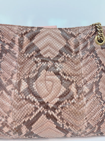 PINK BEIGE PYTHON MEDIUM MARMONT MATELASSE TOTE BAG