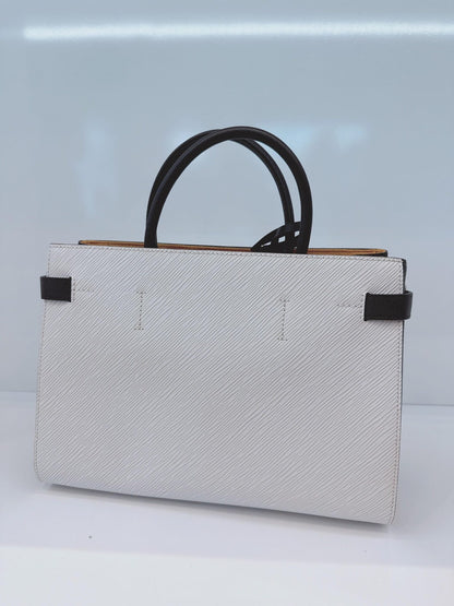 WHITE EPI LEATHER TWIST TOTE BAG