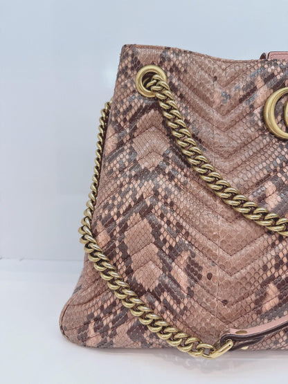 PINK BEIGE PYTHON MEDIUM MARMONT MATELASSE TOTE BAG