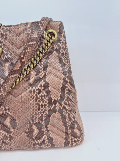 PINK BEIGE PYTHON MEDIUM MARMONT MATELASSE TOTE BAG