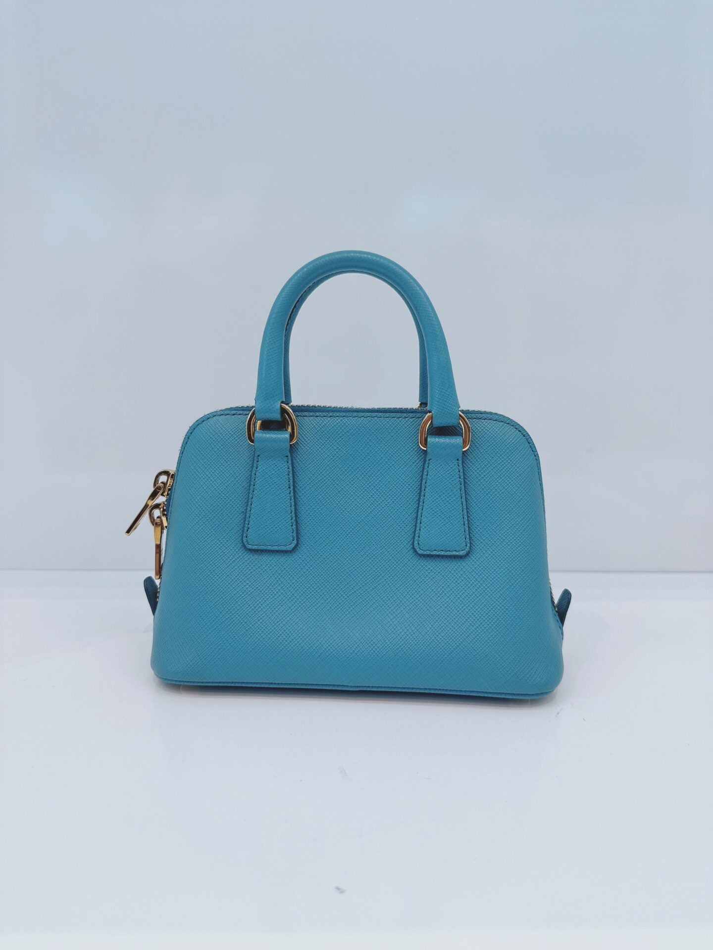 LIGHT BLUE SAFFIANO LEATHER MINI PROMENADE CROSSBODY BAG