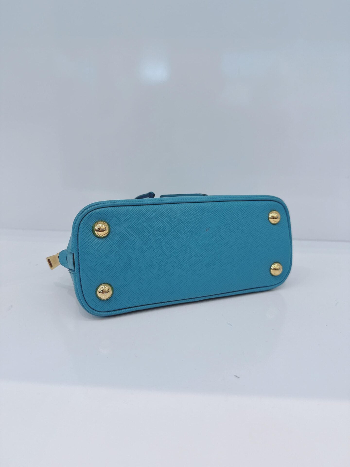 LIGHT BLUE SAFFIANO LEATHER MINI PROMENADE CROSSBODY BAG