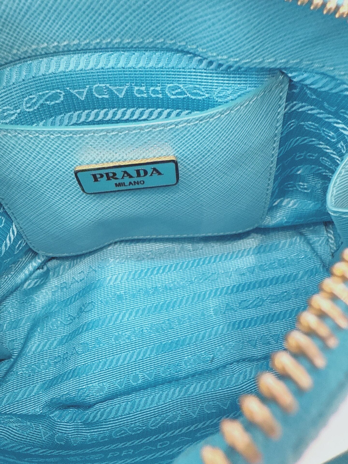 LIGHT BLUE SAFFIANO LEATHER MINI PROMENADE CROSSBODY BAG