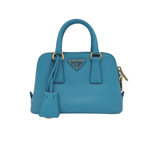LIGHT BLUE SAFFIANO LEATHER MINI PROMENADE CROSSBODY BAG