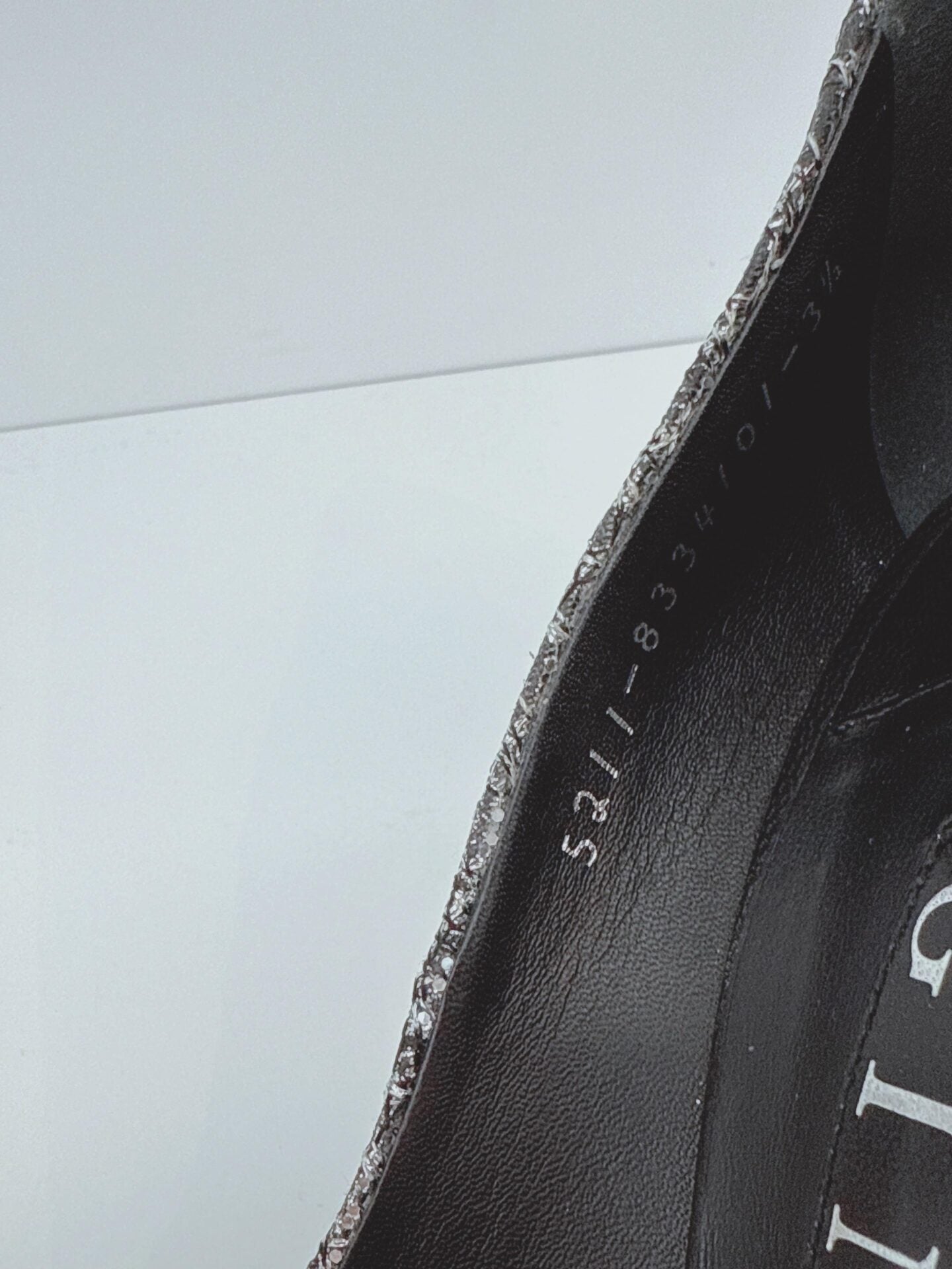 METALLIC SILVER LUREX AND GLITTER SLIP ON PUMPS 35