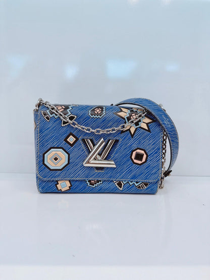 BLUE MULTICOLOR EPI LEATHER AZTEQUE TWIST MM BAG