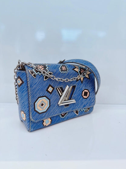 BLUE MULTICOLOR EPI LEATHER AZTEQUE TWIST MM BAG