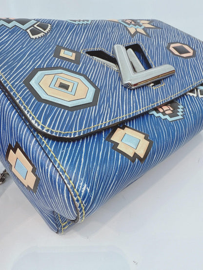 BLUE MULTICOLOR EPI LEATHER AZTEQUE TWIST MM BAG