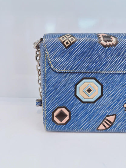 BLUE MULTICOLOR EPI LEATHER AZTEQUE TWIST MM BAG