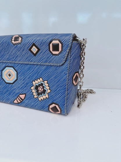 BLUE MULTICOLOR EPI LEATHER AZTEQUE TWIST MM BAG