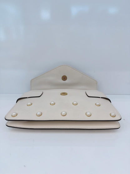 WHITE CALF LEATHER MINI QUEEN MARGARET BROADWAY CROSSBODY BAG