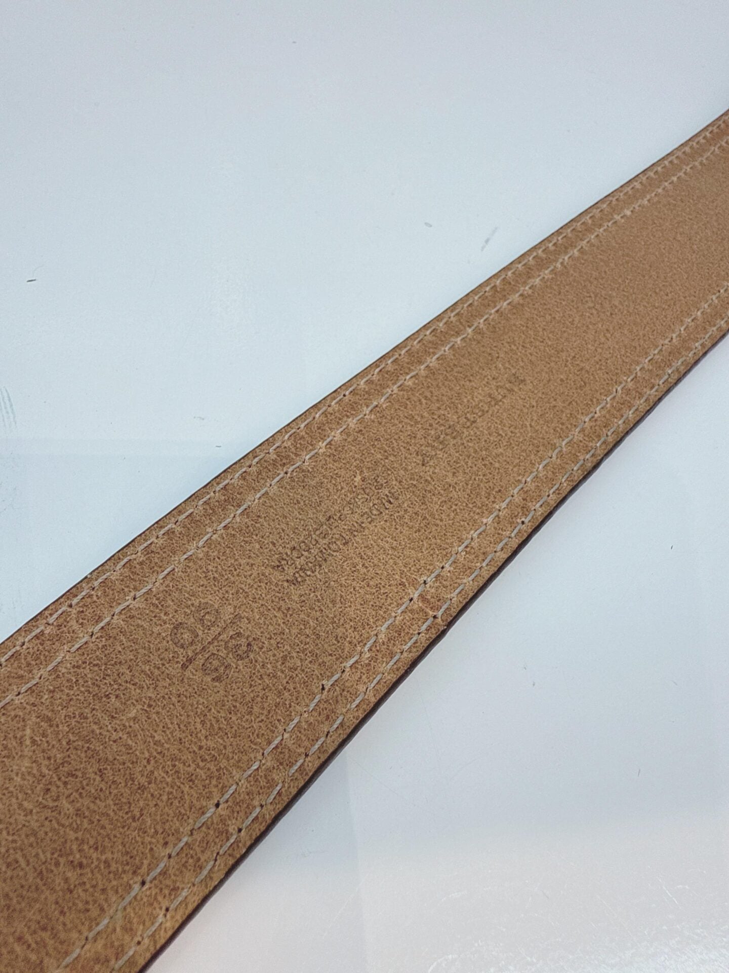 BROWN CRANMORE LEATHER CANVAS CHECK PRINT BELT 36/90