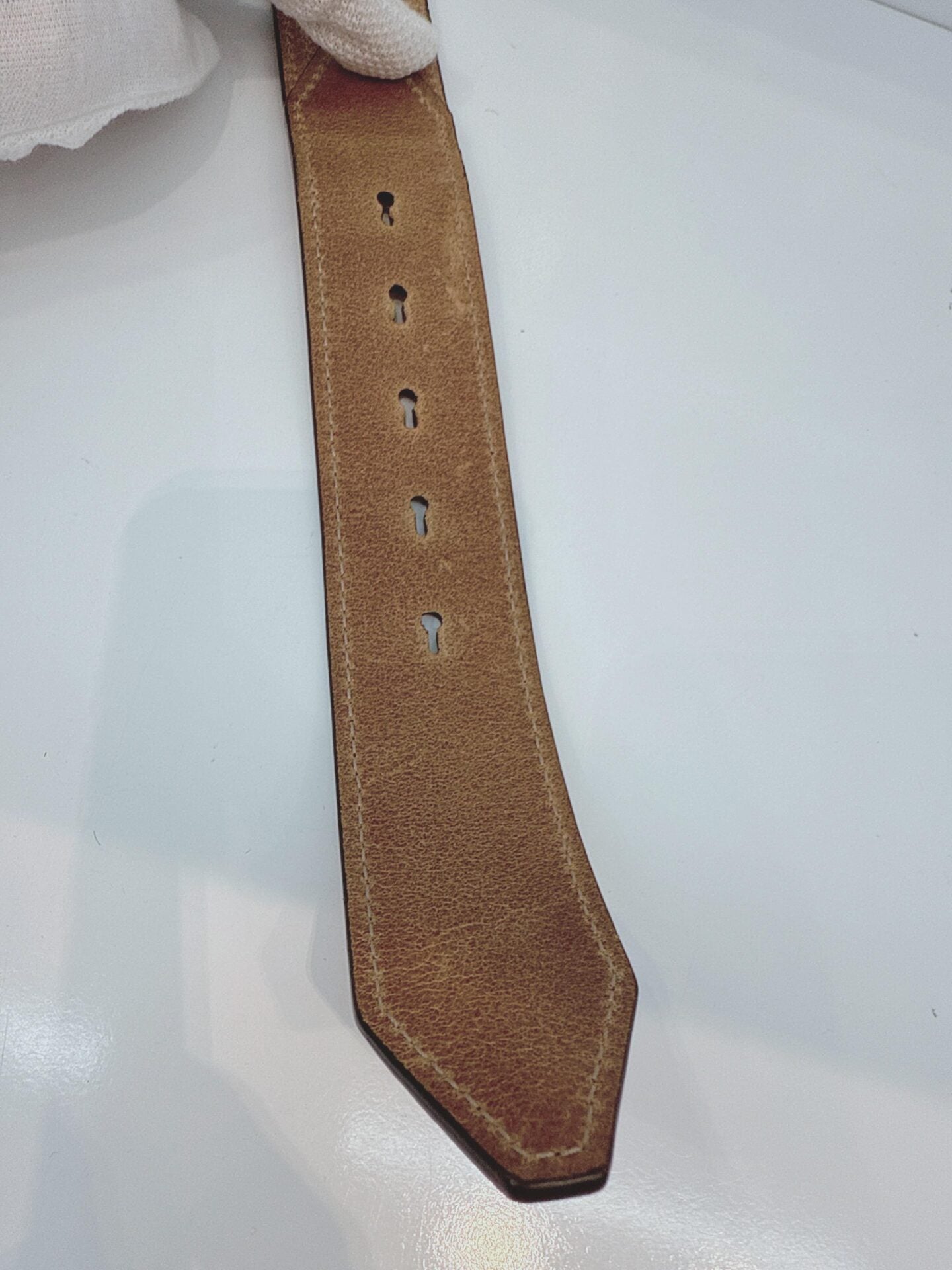 BROWN CRANMORE LEATHER CANVAS CHECK PRINT BELT 36/90