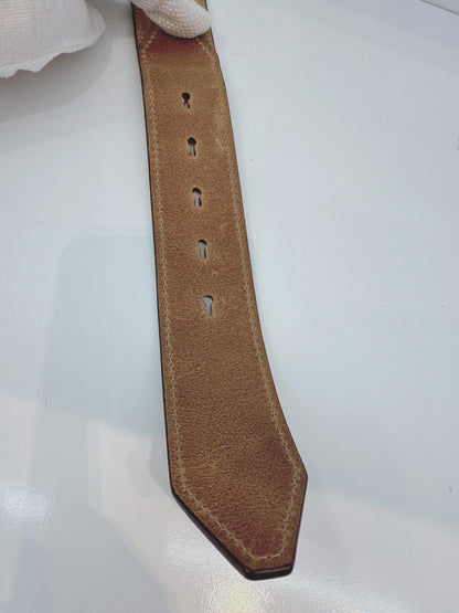BROWN CRANMORE LEATHER CANVAS CHECK PRINT BELT 36/90
