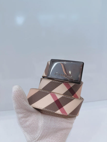 BEIGE NOVA CHECK LEATHER BELT 40/100
