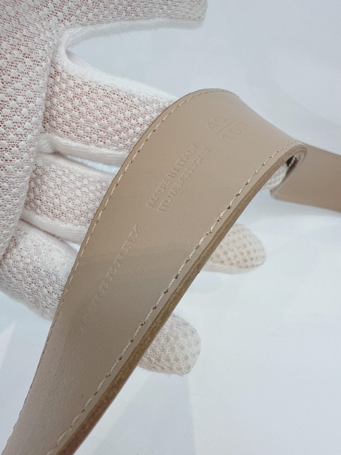 BEIGE NOVA CHECK LEATHER BELT 40/100