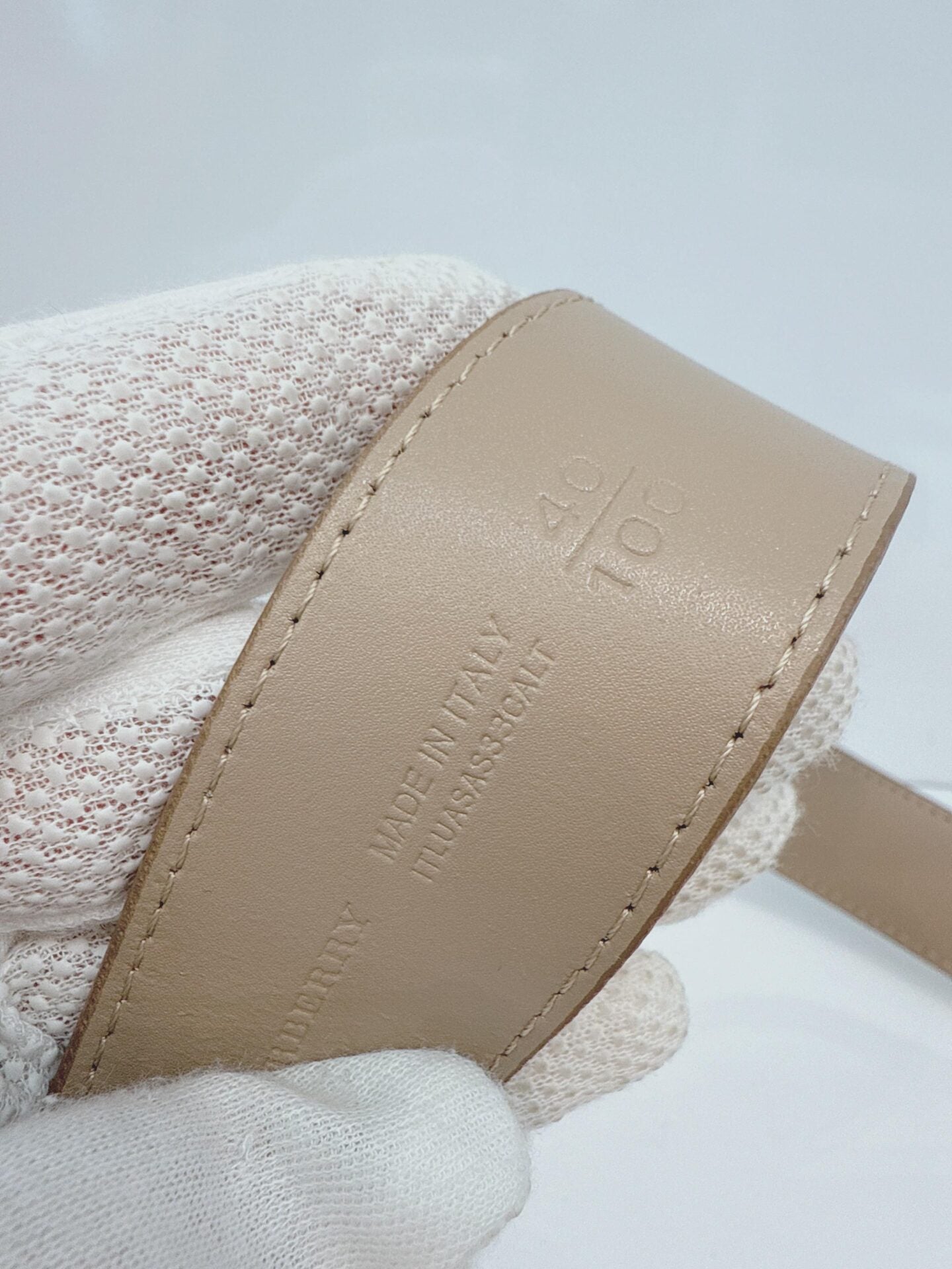 BEIGE NOVA CHECK LEATHER BELT 40/100