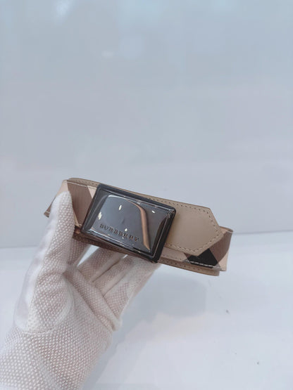 BEIGE NOVA CHECK LEATHER BELT 40/100