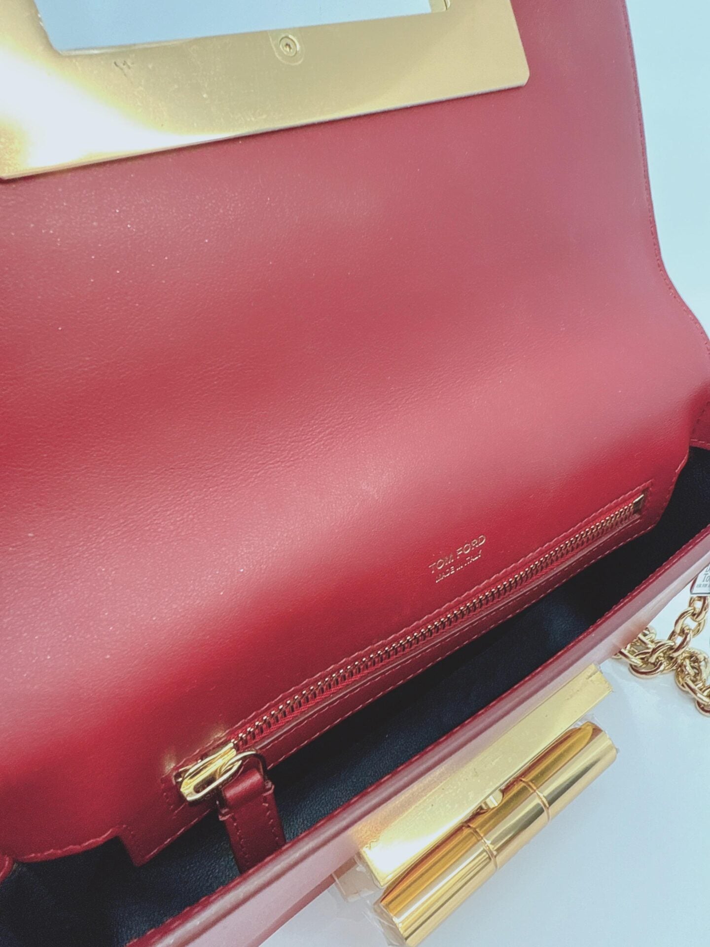 DARK RED LEATHER SMALL NATALIA CHAIN SHOULDER BAG