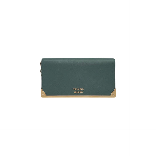 GREEN SAFFIANO LEATHER CAHIER WALLET ON CHAIN