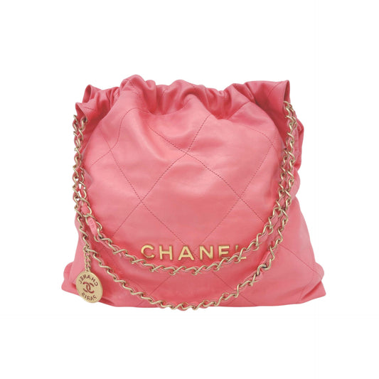 CORAL PINK CALFSKIN LEATHER CHANEL 22 HANDBAG