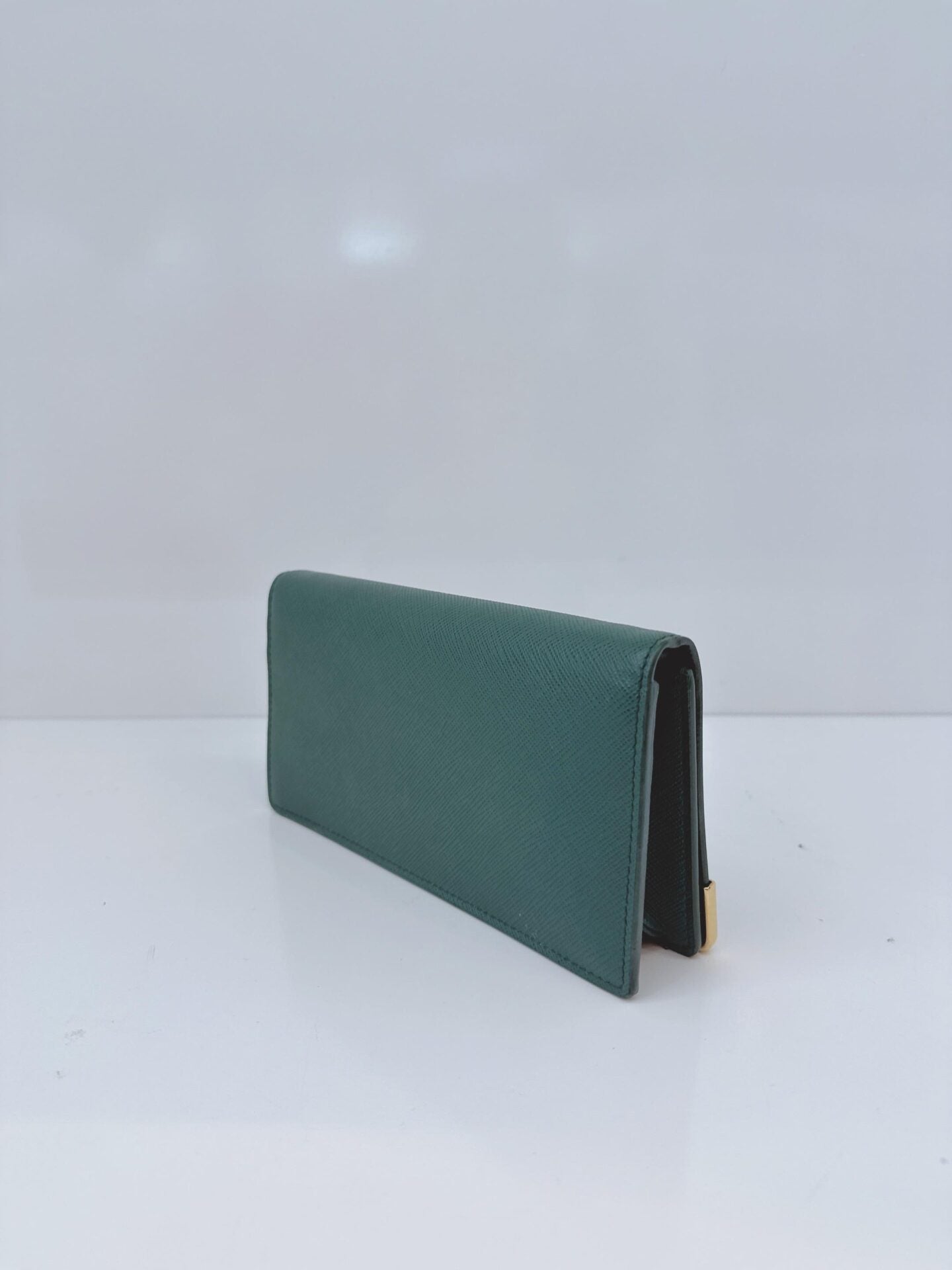 GREEN SAFFIANO LEATHER CAHIER WALLET ON CHAIN