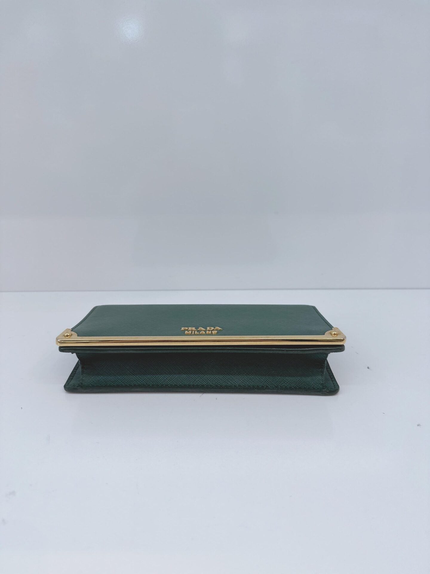 GREEN SAFFIANO LEATHER CAHIER WALLET ON CHAIN