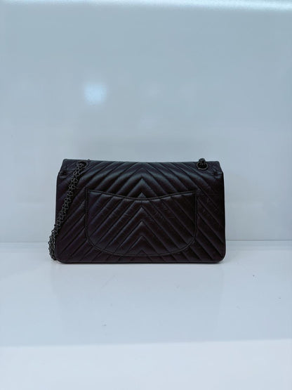 SO BLACK CHEVRON QUILTED AGED CALFSKIN 2.55 REISSUE 226 DOUBLE FLAP BAG