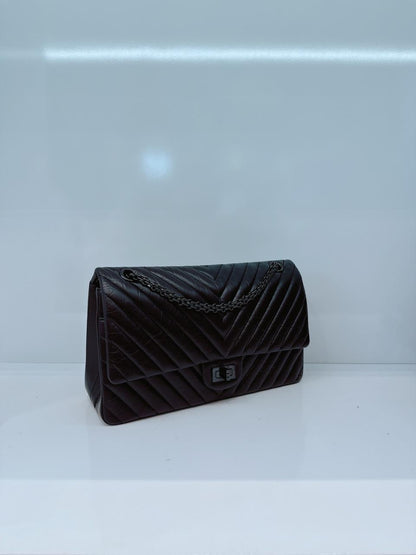 SO BLACK CHEVRON QUILTED AGED CALFSKIN 2.55 REISSUE 226 DOUBLE FLAP BAG