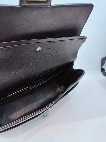 SO BLACK CHEVRON QUILTED AGED CALFSKIN 2.55 REISSUE 226 DOUBLE FLAP BAG