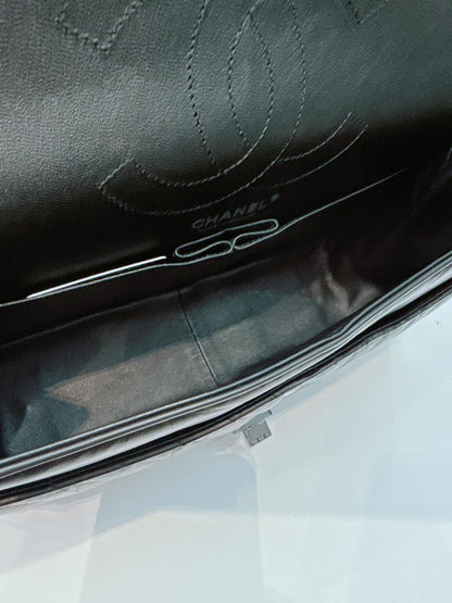 SO BLACK CHEVRON QUILTED AGED CALFSKIN 2.55 REISSUE 226 DOUBLE FLAP BAG