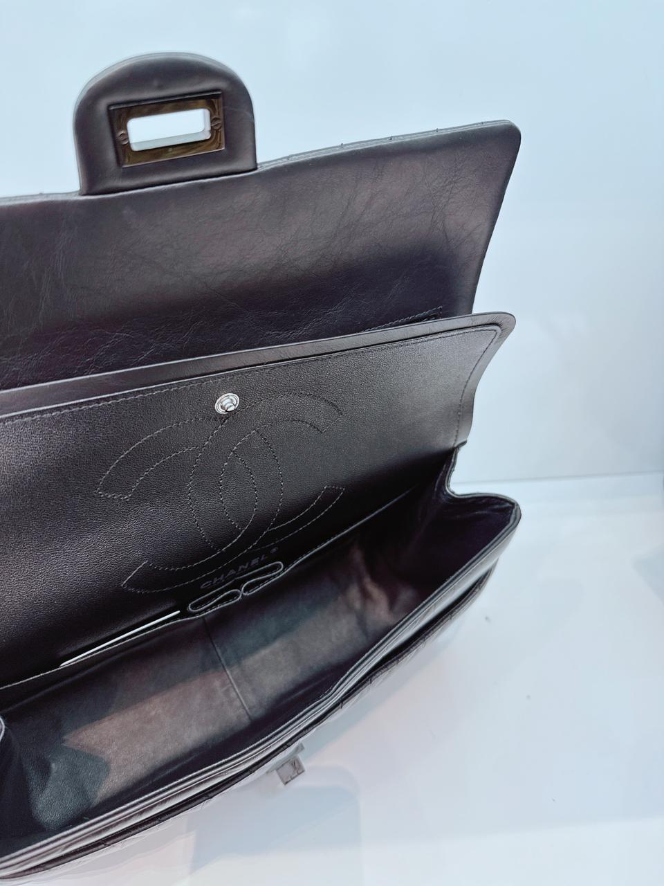 SO BLACK CHEVRON QUILTED AGED CALFSKIN 2.55 REISSUE 226 DOUBLE FLAP BAG