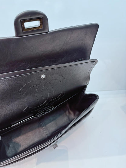 SO BLACK CHEVRON QUILTED AGED CALFSKIN 2.55 REISSUE 226 DOUBLE FLAP BAG