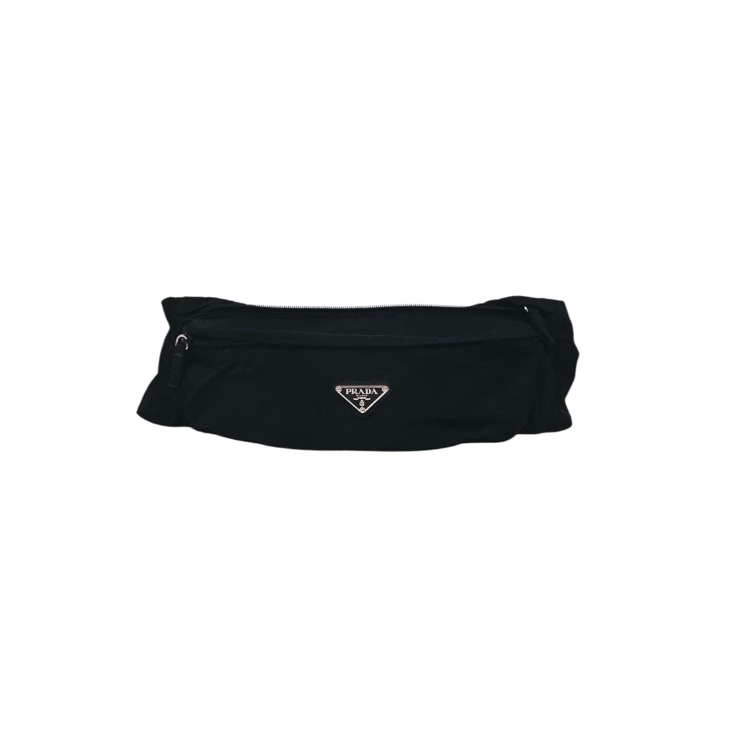 BLACK NYLON DOUBLE ZIP BELT BAG