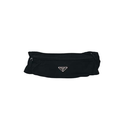 BLACK NYLON DOUBLE ZIP BELT BAG