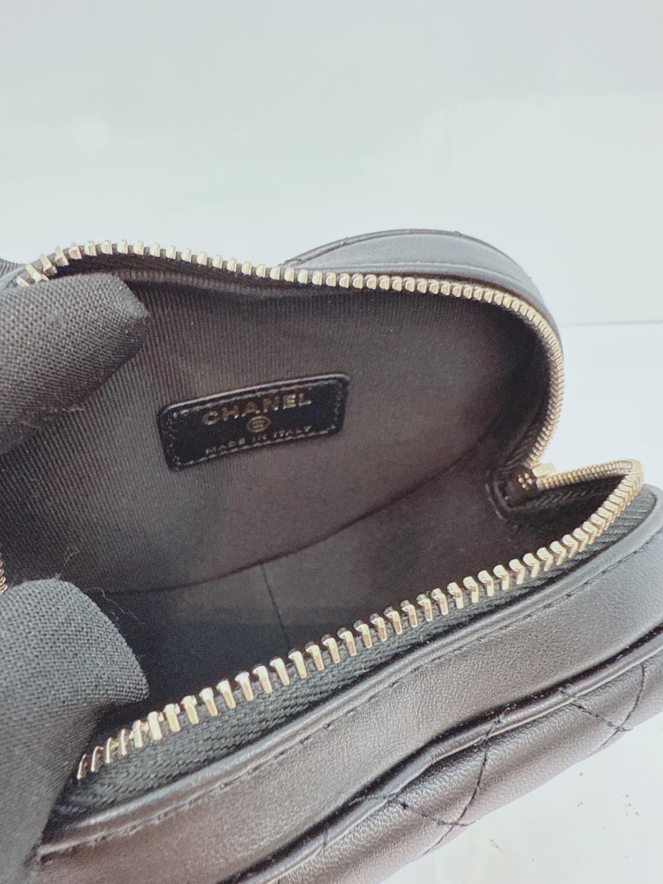 BLACK LAMBSKIN LEATHER MINI LOVE HEART BAG