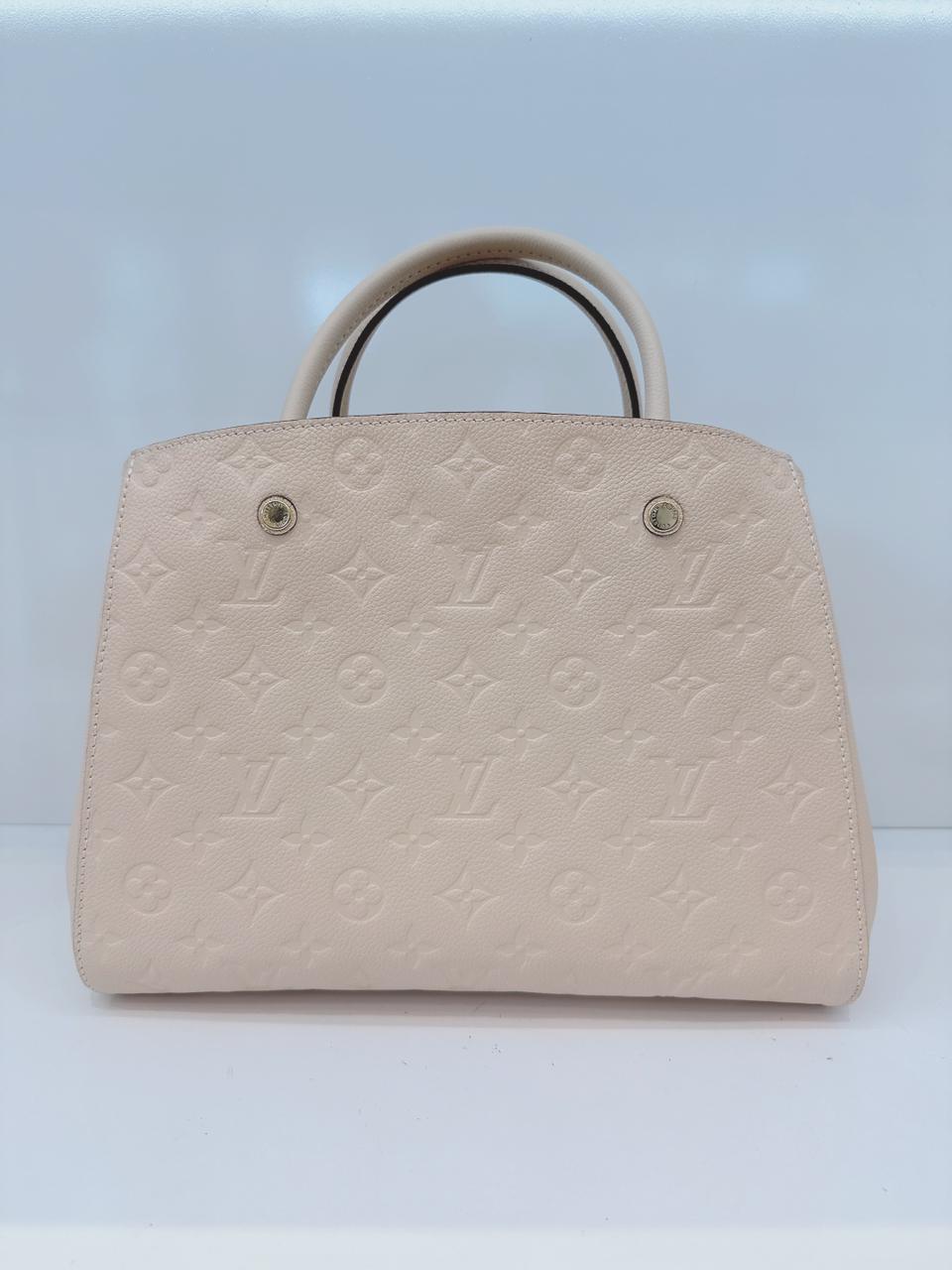 WHITE MONOGRAM EMPREINTE LEATHER MONTAIGNE MM BAG