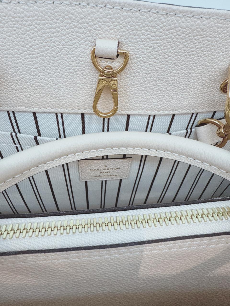 WHITE MONOGRAM EMPREINTE LEATHER MONTAIGNE MM BAG