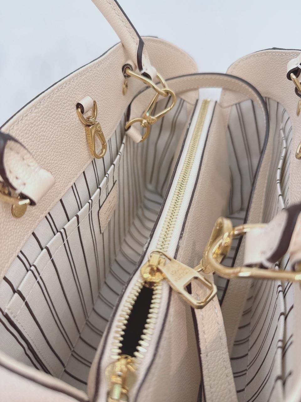 WHITE MONOGRAM EMPREINTE LEATHER MONTAIGNE MM BAG