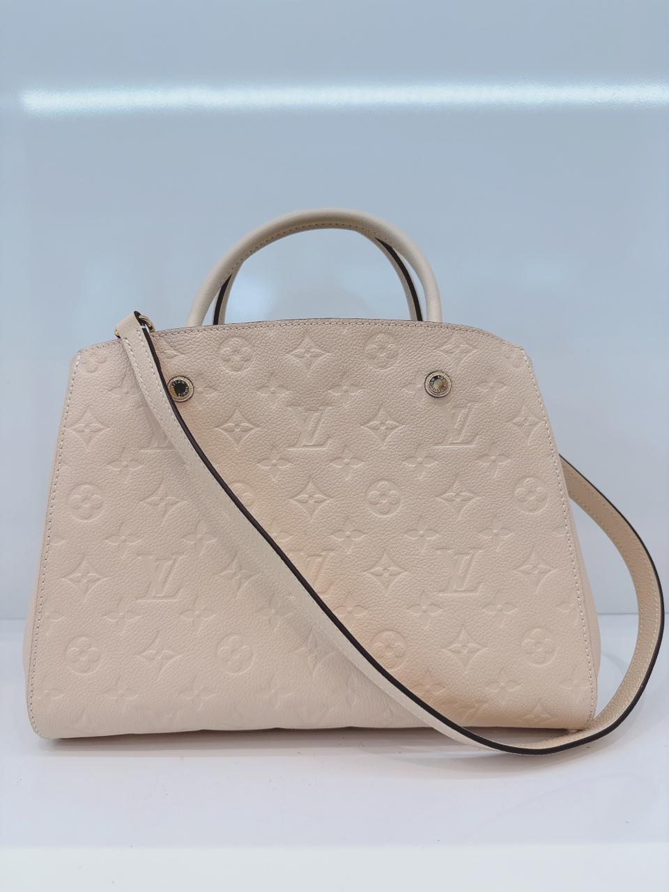 WHITE MONOGRAM EMPREINTE LEATHER MONTAIGNE MM BAG