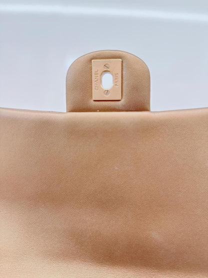 GOLD QUILTED LAMBSKIN LEATHER CHAIN FLAP BAG