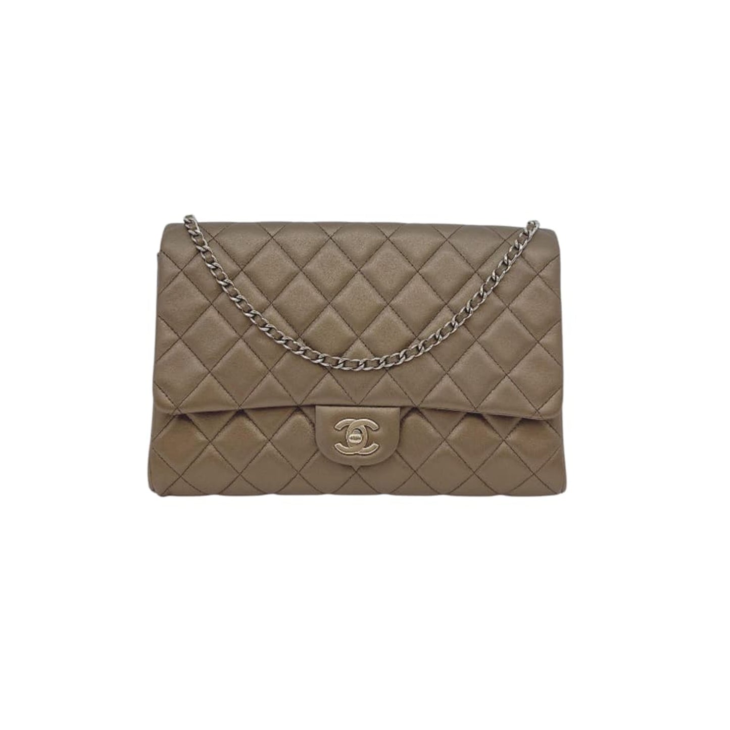 GOLD QUILTED LAMBSKIN LEATHER CHAIN FLAP BAG