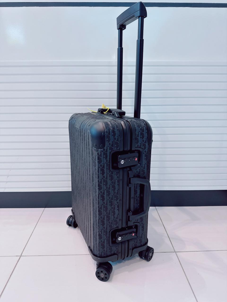 BLACK OBLIQUE ALUMINUM DIOR RIMOWA CABIN SUITCASE BAG