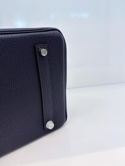 BIRKIN 35 BLEU NUIT/ORANGE POPPY TOGO LEATHER PALLADIUM HARDWARE