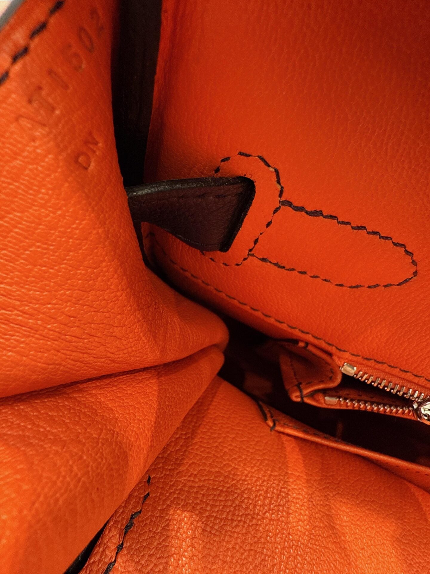 BIRKIN 35 BLEU NUIT/ORANGE POPPY TOGO LEATHER PALLADIUM HARDWARE